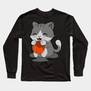 Pawsome Playtime: Cat-Inspired Rope Ball Toy Long Sleeve T-Shirt